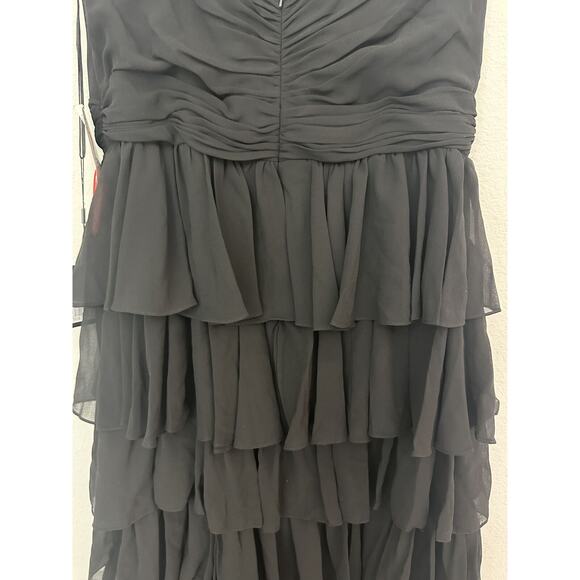 NWT Mac Duggal Black Sleeveless V-Neck Ruffle Tiered Dress 55416 Size 14 - Picture 8 of 10